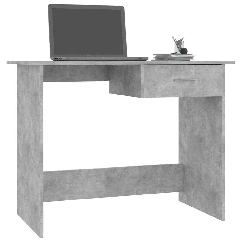 Desk Concrete Grey 100x50x76 cm Engineered Wood